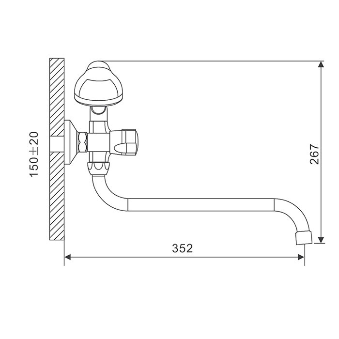 Смеситель д/ванны буксовый GAPPO G2244 латунь /хром /керам/буксы, излив 320мм, лейка 1 реж. - Изображение №2