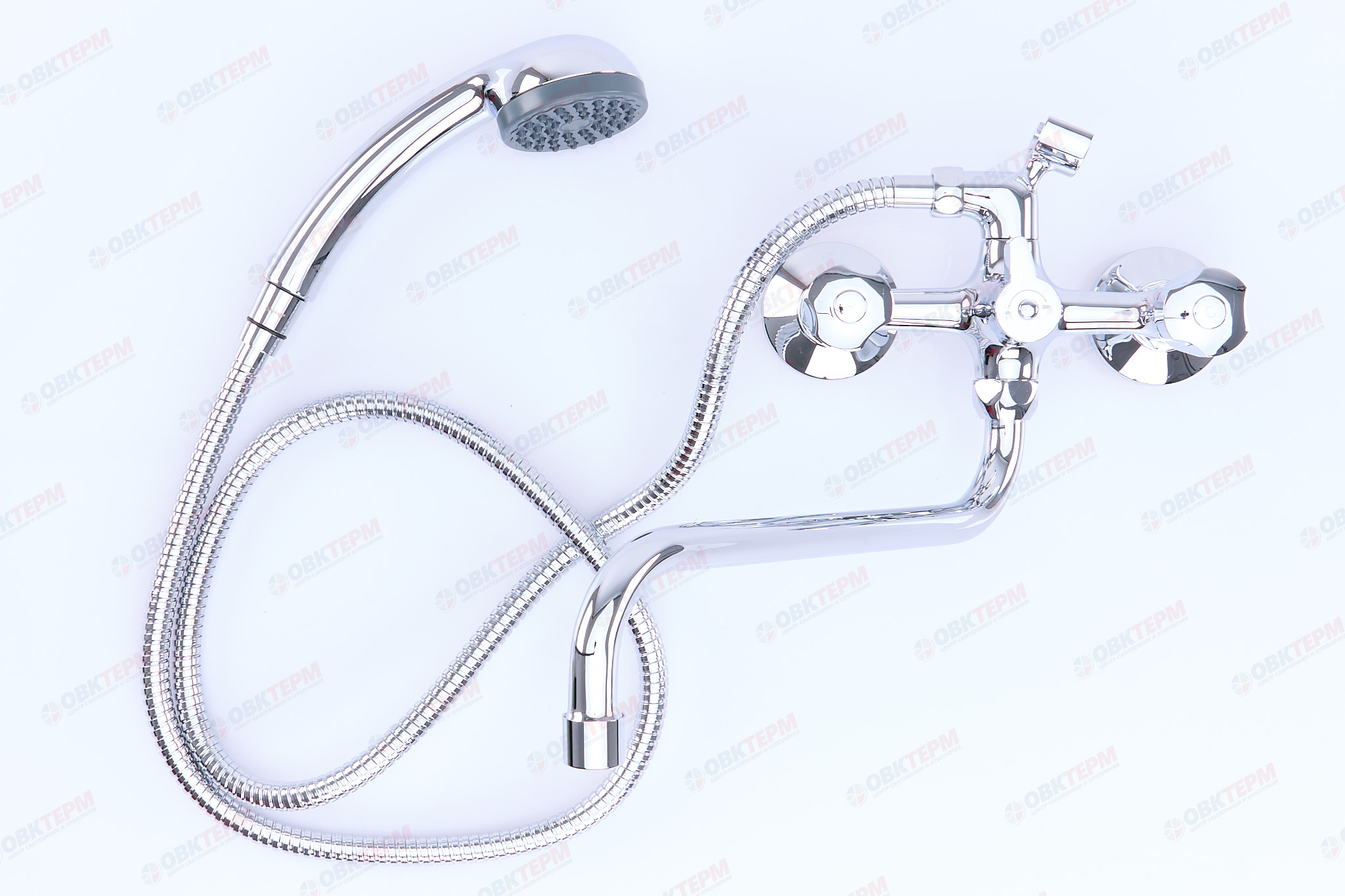 Смеситель д/ванны буксовый GAPPO G2244 латунь /хром /керам/буксы, излив 320мм, лейка 1 реж. - Изображение №3