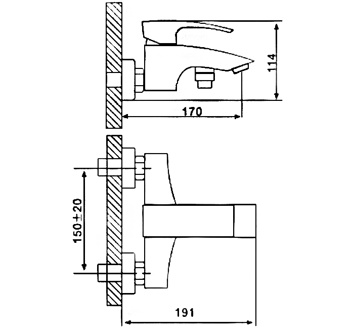 Смеситель д/ванны GAPPO G3007 латунь /хром /Ø35мм, лейка 1 реж., - миниатюра №7