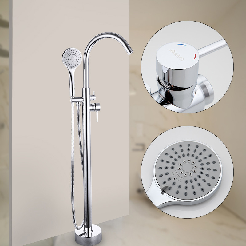 Смеситель д/ванны НАПОЛЬНЫЙ GAPPO G3098 латунь /хром /Ø35мм, высота 850мм - миниатюра №6