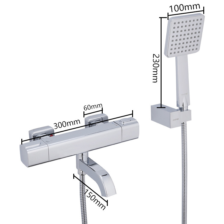 Смеситель д/ванны GAPPO G3291 латунь /хром /термостат /лейка 1 реж., - миниатюра №6