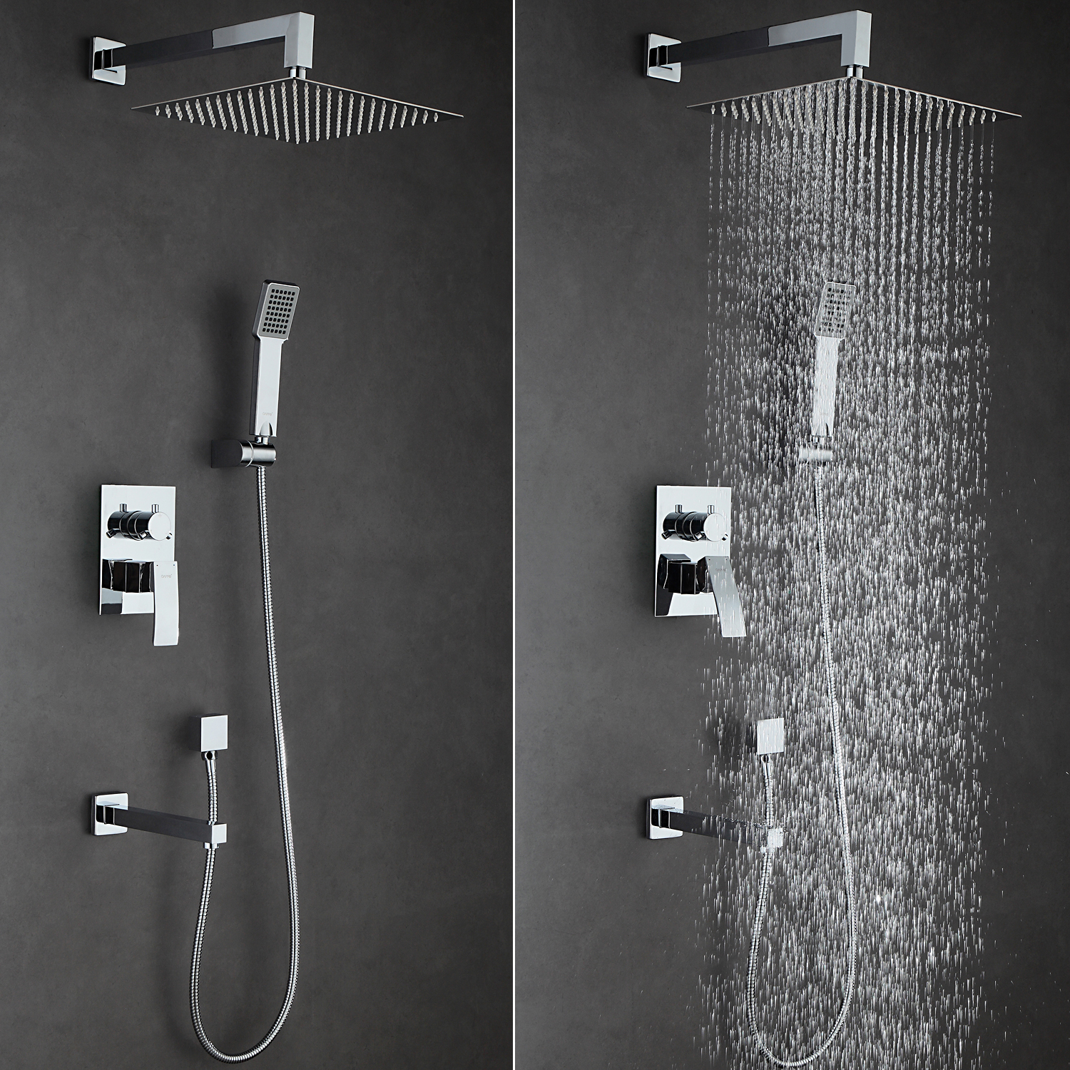 Душ/система встраиваемая GAPPO G7102 хром /Ø35мм /тропич. душ 300х300мм, - миниатюра №4