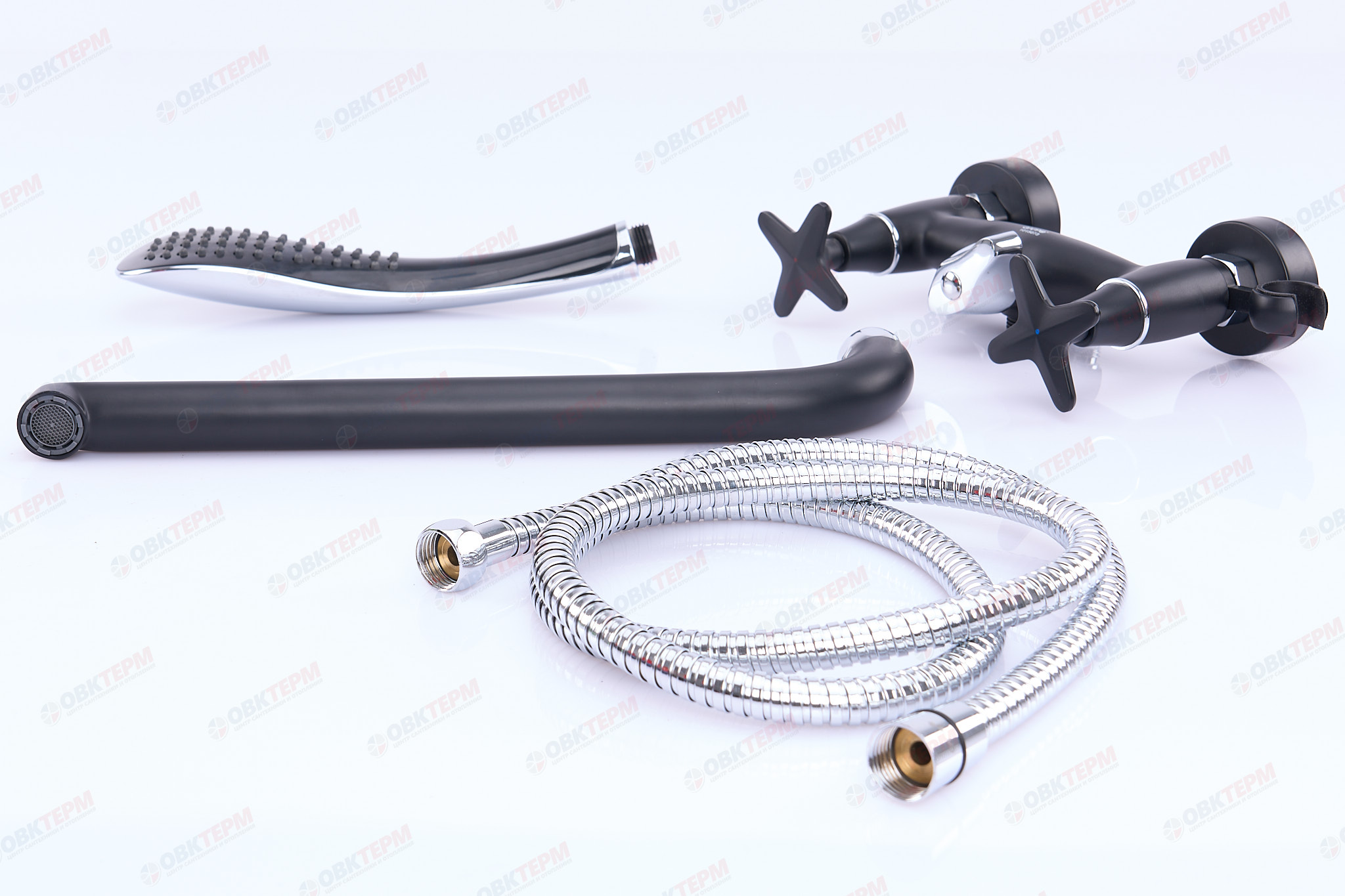 Смеситель д/ванны черный  G2251  (длинный гусак 35 см, евро перекл. 90, п/об)  GAPPO - Изображение №2