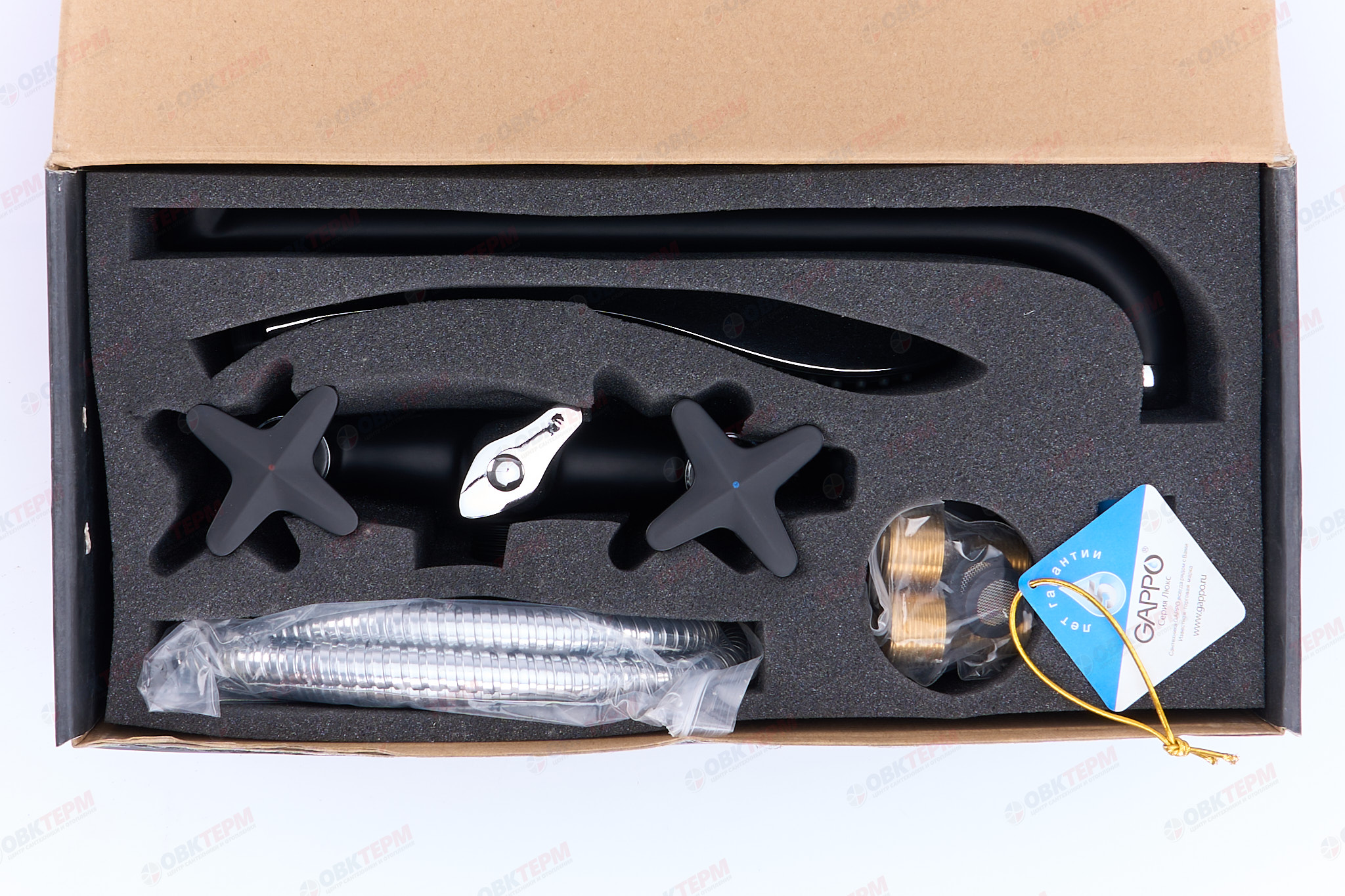 Смеситель д/ванны черный  G2251  (длинный гусак 35 см, евро перекл. 90, п/об)  GAPPO - Изображение №4