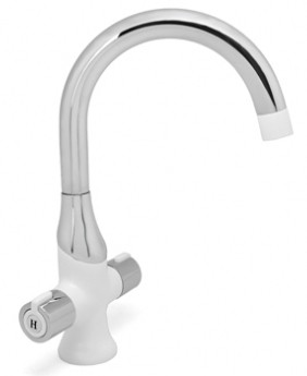 Смеситель д/кухни белый  G4049    (высокий гусак, на гайке, п/об)  GAPPO - Изображение №1