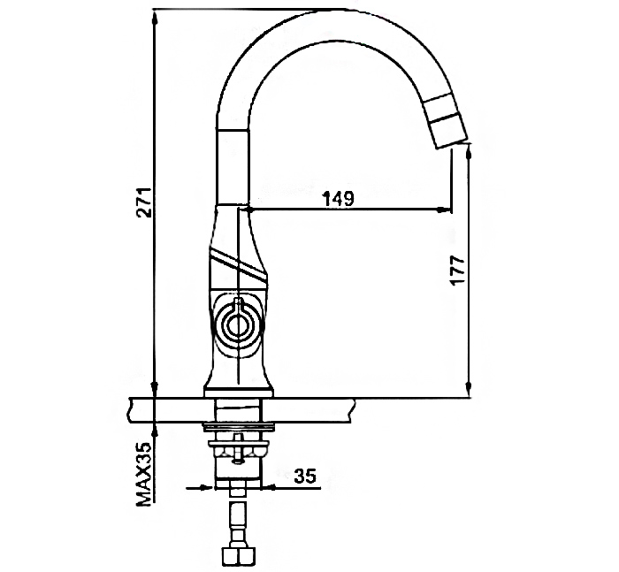 Смеситель д/кухни белый  G4049    (высокий гусак, на гайке, п/об)  GAPPO - Изображение №2