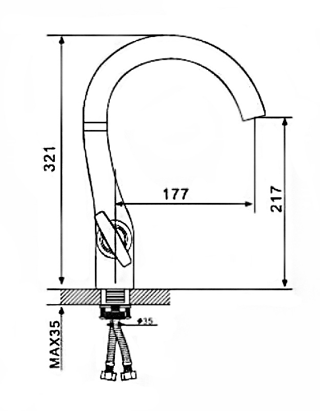 Смеситель д/кухни бронза  G4031-4 (высокий гусак, на гайке, п/об)  GAPPO - Изображение №3