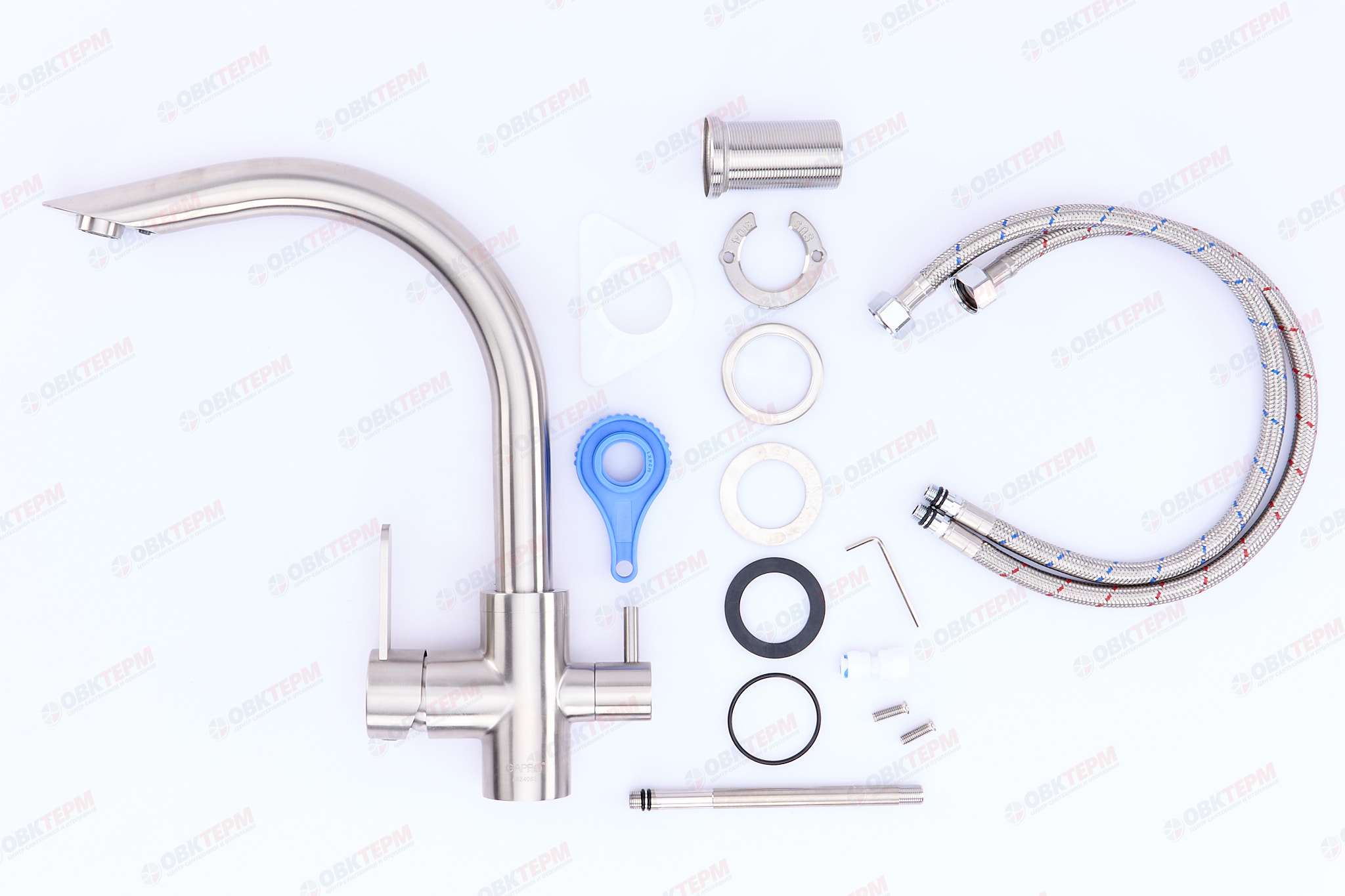 Смеситель д/кухни под ФИЛЬТР GAPPO G4399 нерж/сталь /35мм /шпилька - Изображение №5