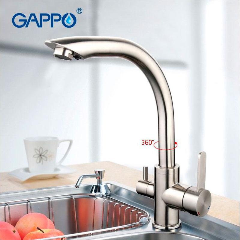 Смеситель д/кухни под ФИЛЬТР GAPPO G4399 нерж/сталь /35мм /шпилька - миниатюра №3