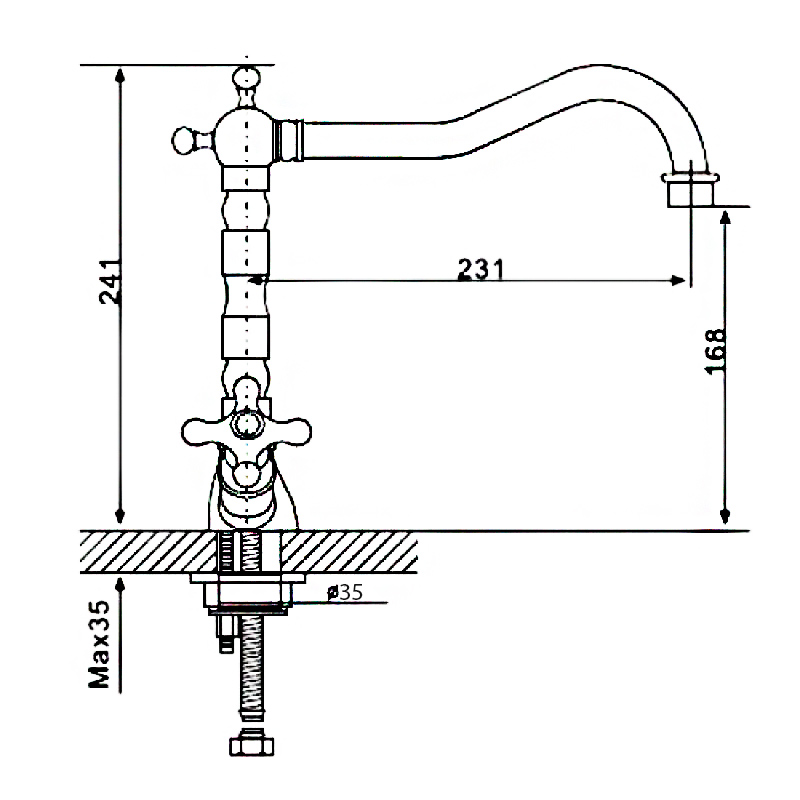 Смеситель д/кухни плзолоч  G4063-6* ( (высокий гусак, на шпильке, п/об))  GAPPO - Изображение №2
