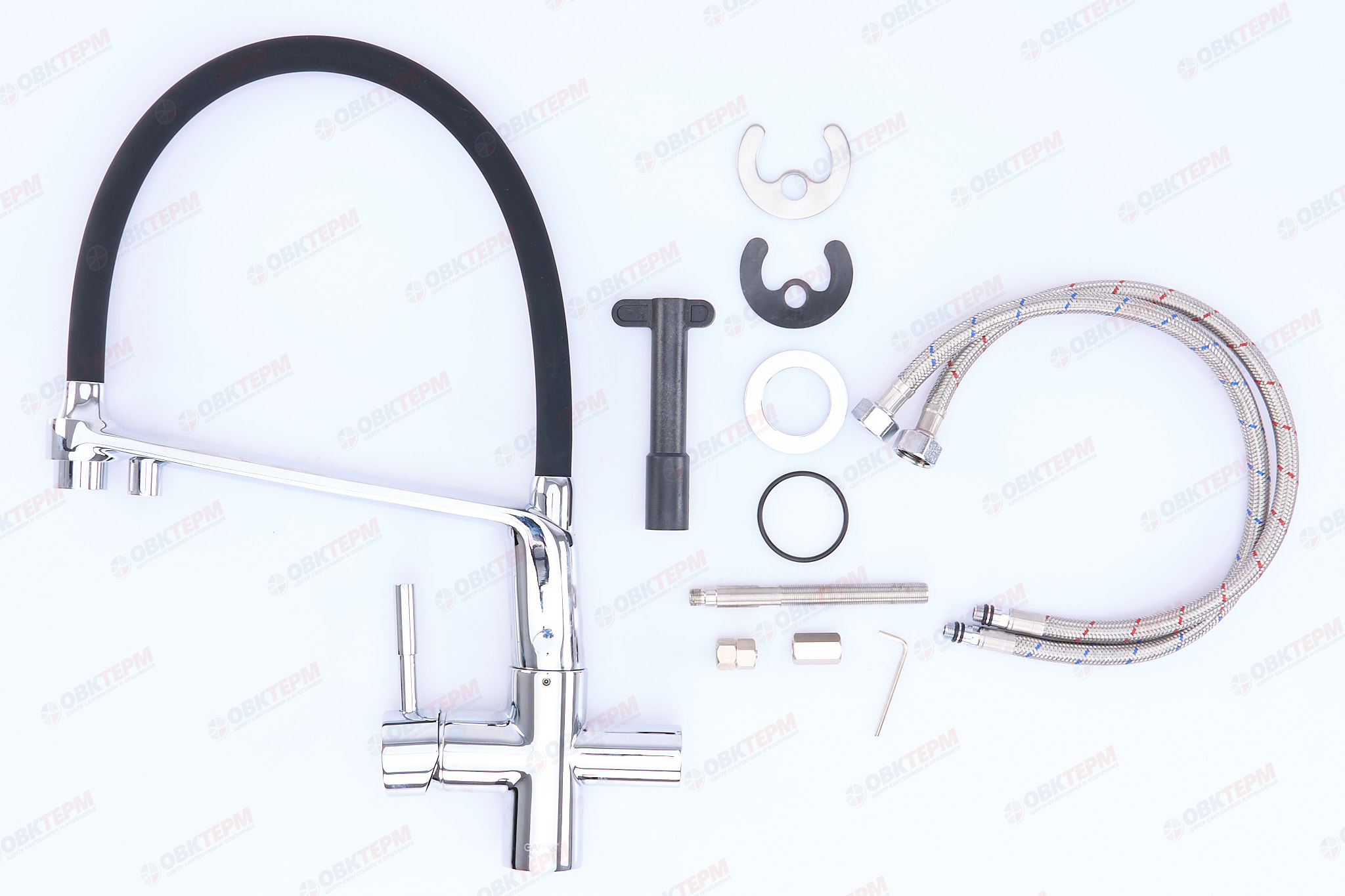 Смеситель д/кухни под ФИЛЬТР GAPPO G4398-7 хром /гибкий излив (Ø35, на шпильке) - миниатюра №9