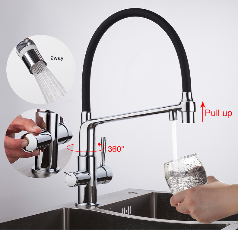 Смеситель д/кухни под ФИЛЬТР GAPPO G4398-7 хром /гибкий излив (Ø35, на шпильке) - миниатюра №5