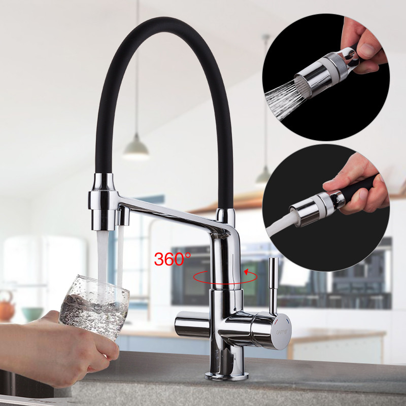 Смеситель д/кухни под ФИЛЬТР GAPPO G4398-7 хром /гибкий излив (Ø35, на шпильке) - миниатюра №6