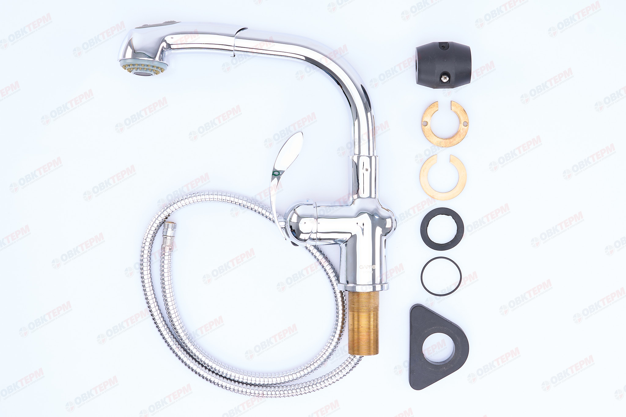 Смеситель д/кухни хром  G1052-2 *   (ф40, выдвижная лейка, на гайке)   GAPPO - миниатюра №4