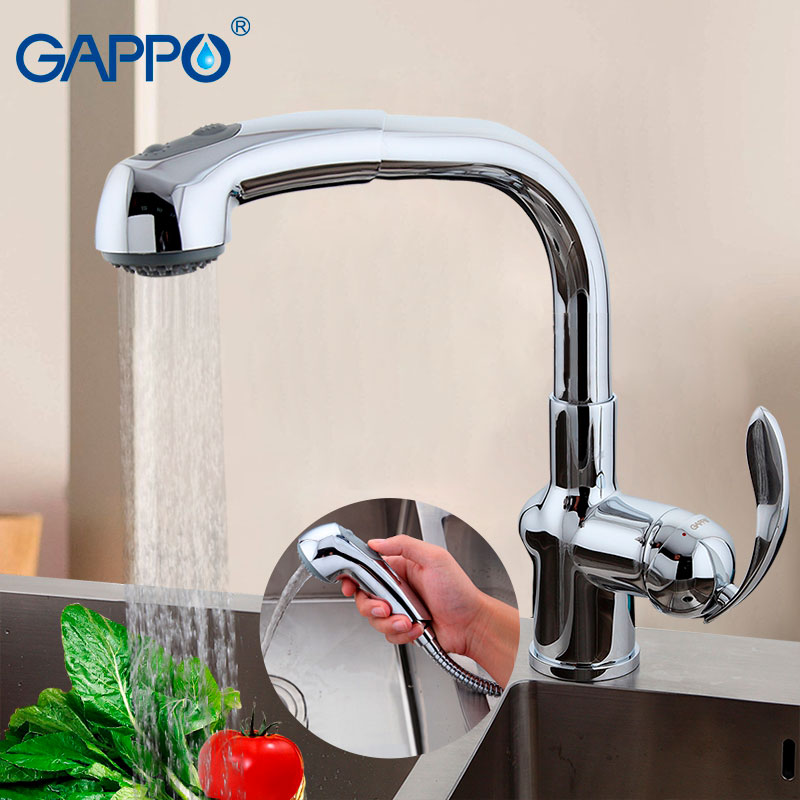 Смеситель д/кухни хром  G1052-2 *   (ф40, выдвижная лейка, на гайке)   GAPPO - миниатюра №2