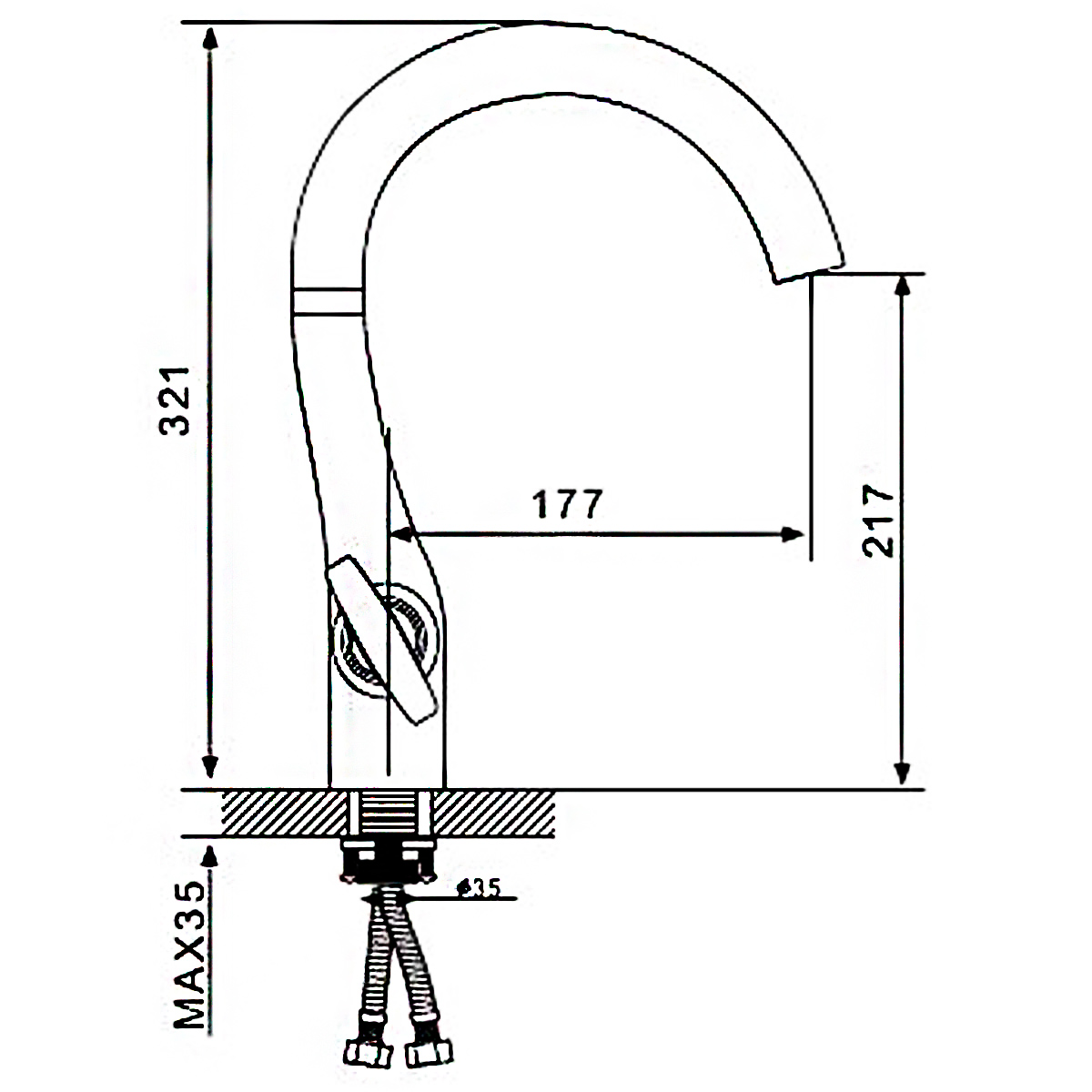 Смеситель д/кухни хром  G4031*       (высокий гуск, на гайке,п/об)  GAPPO - Изображение №2