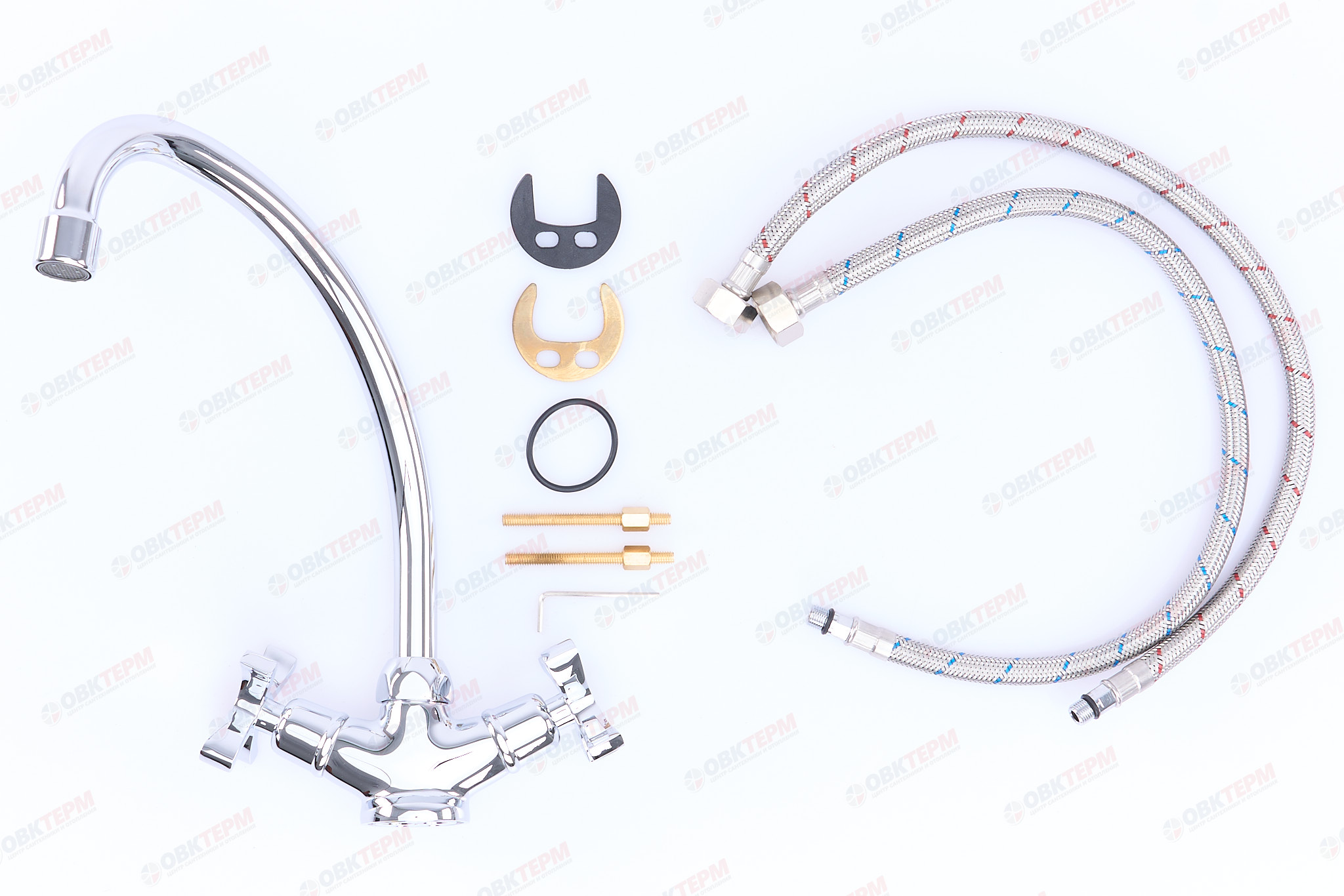 Смеситель д/кухни буксовый GAPPO G4043 латунь /хром (высокий гуск, на шпильке, керам. кран-буксы) - миниатюра №4