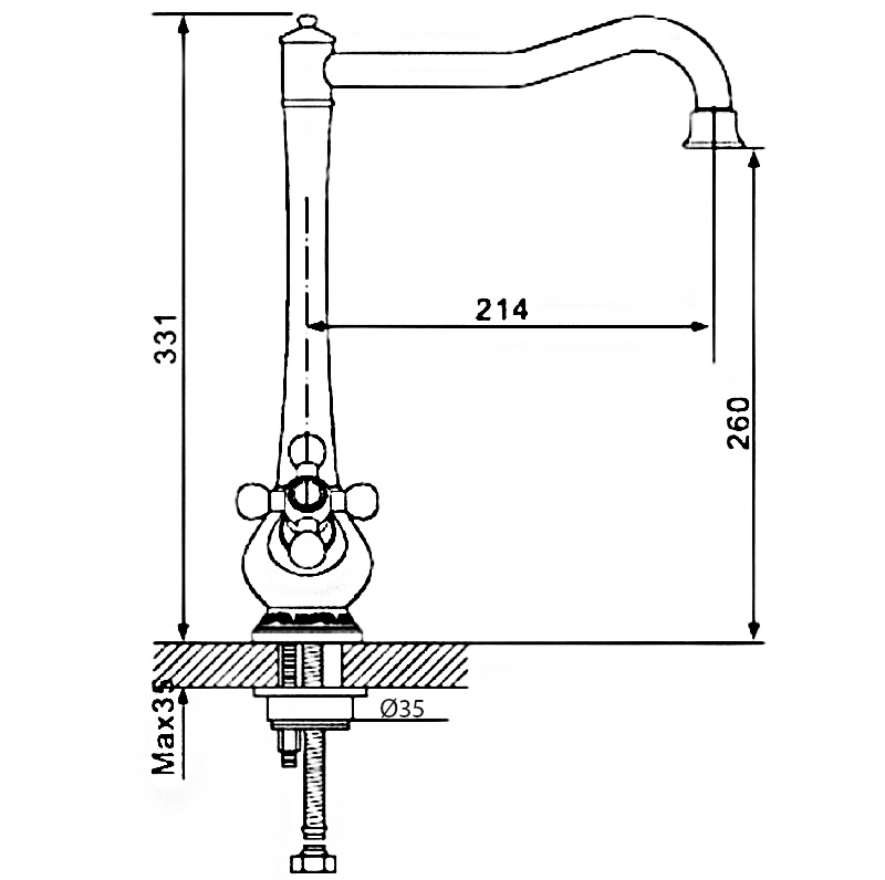 Смеситель д/кухни хром  G4065*       (высокий гуск, на шпильке, п/об)  GAPPO - Изображение №2