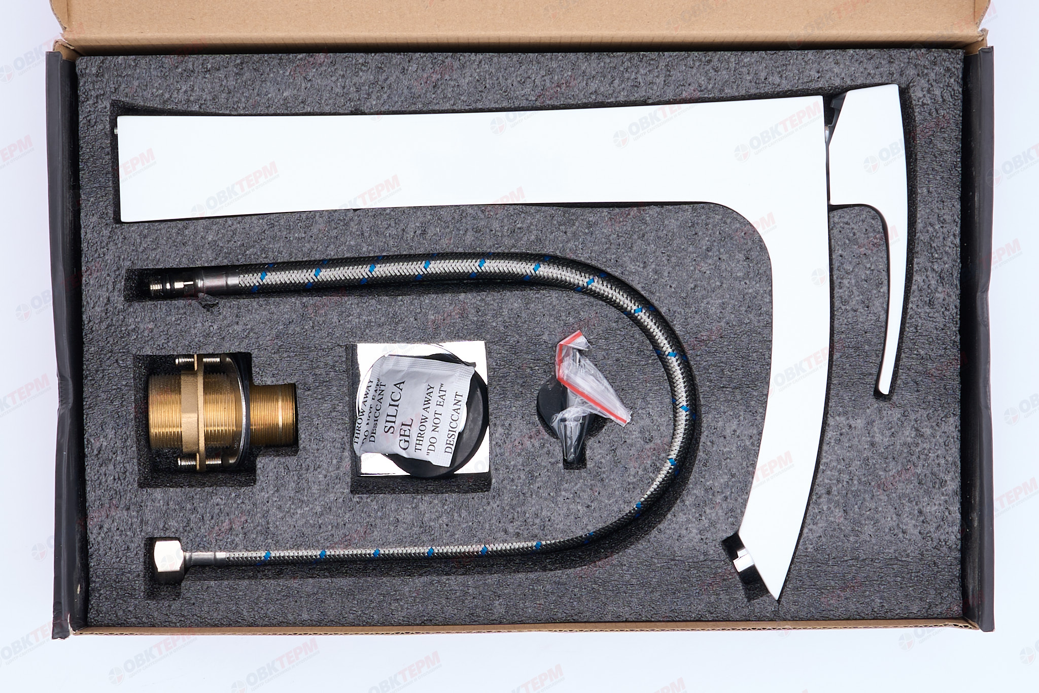 Смеситель д/раковины GAPPO G1007-18 латунь /белый/хром (высокий, Ø35, на гайке) - миниатюра №7