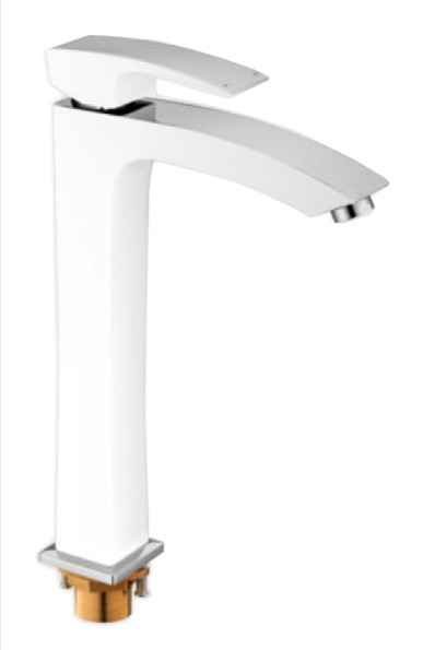 Смеситель д/раковины GAPPO G1007-18 латунь /белый/хром (высокий, Ø35, на гайке) - Изображение №1