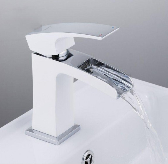 Смеситель д/раковины GAPPO G1007-30 латунь /белый /водопад (Ø35, на гайке) - миниатюра №2