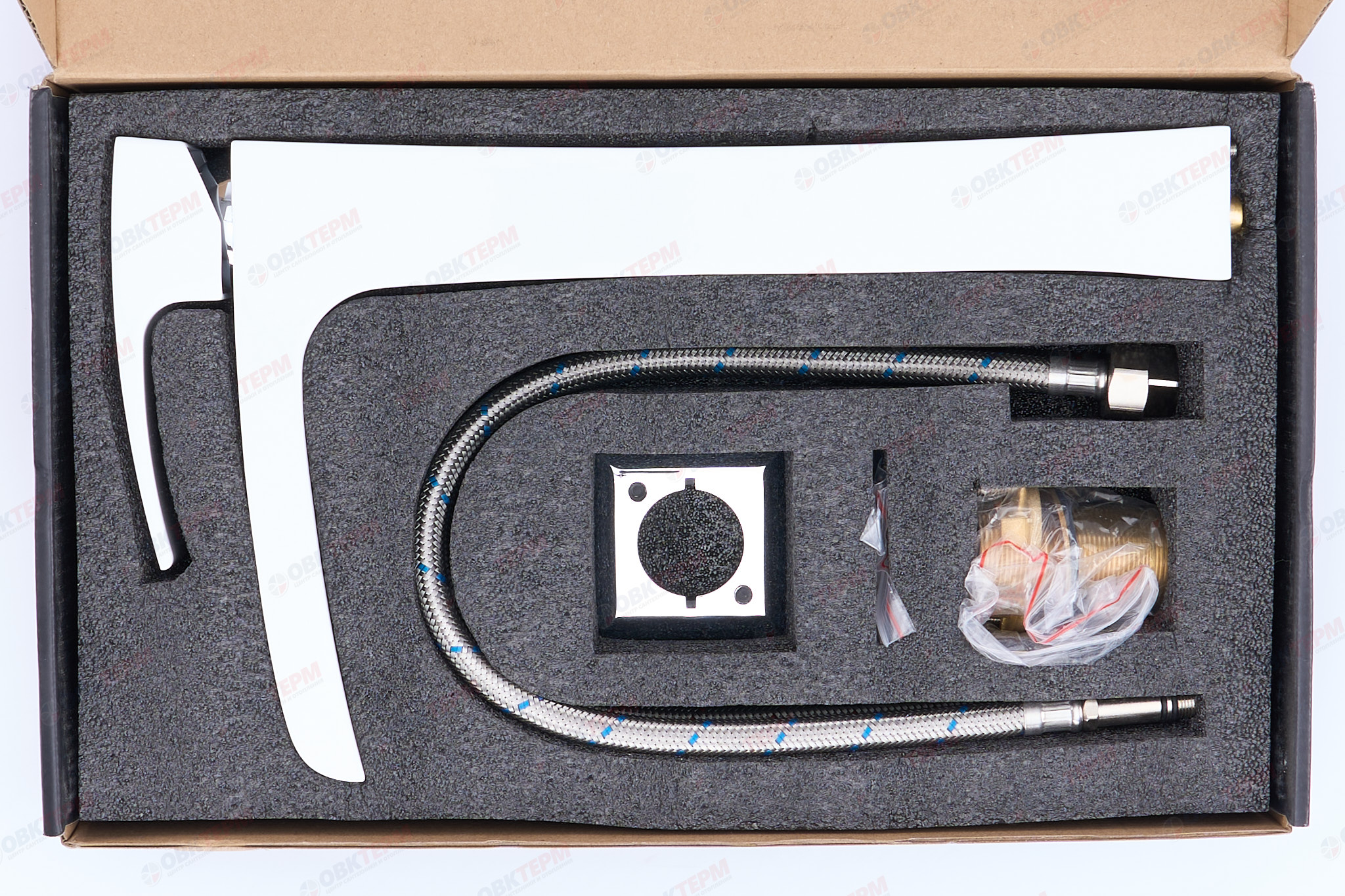 Смеситель д/раковины GAPPO G1007-31 латунь /белый /высокий /водопад (высокий, Ø35, на гайке) - миниатюра №7