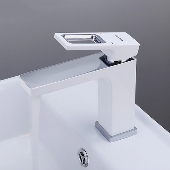 Смеситель д/раковины GAPPO G1017-8 латунь /белый /хром (Ø35, на гайке) - Изображение №2