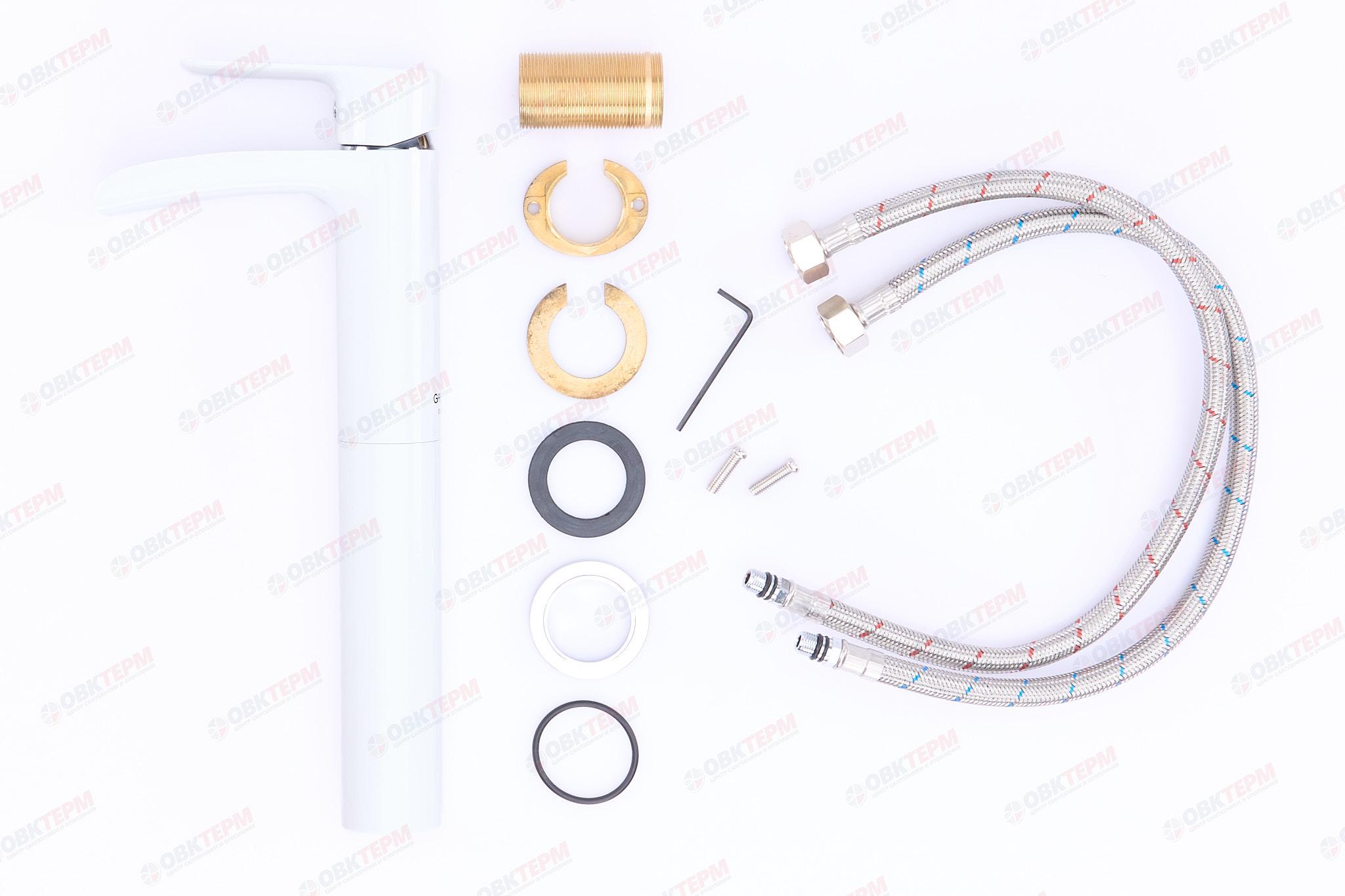 Смеситель д/раковины GAPPO G1048-31 латунь /белый /водопад /высокий /Ø35 /на гайке - миниатюра №6
