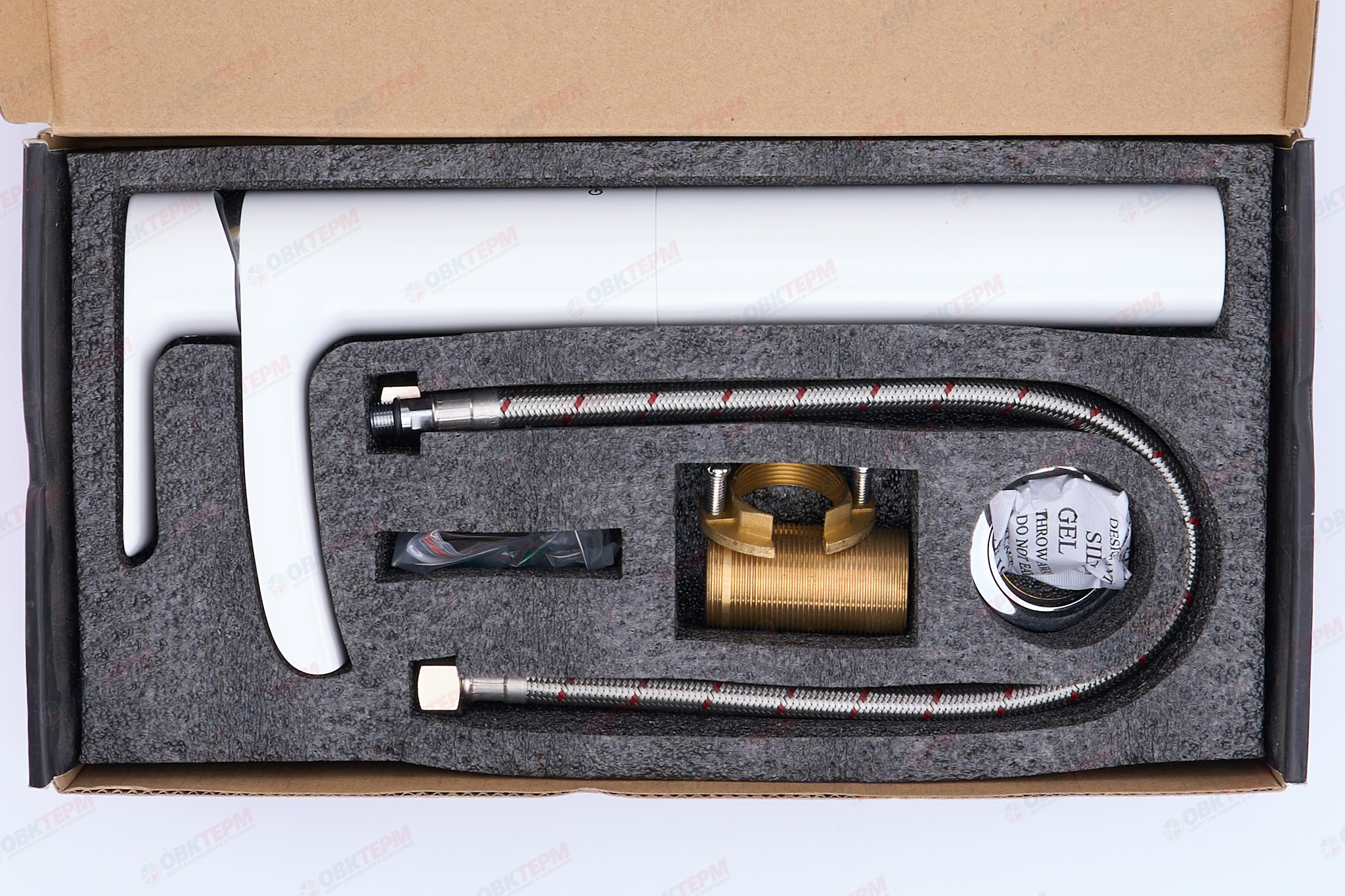 Смеситель д/раковины GAPPO G1048-31 латунь /белый /водопад /высокий /Ø35 /на гайке - миниатюра №7