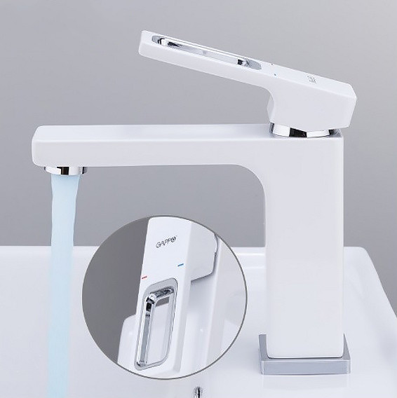 Смеситель д/раковины GAPPO G1017 латунь /белый  (Ø35, на гайке) - Изображение №2