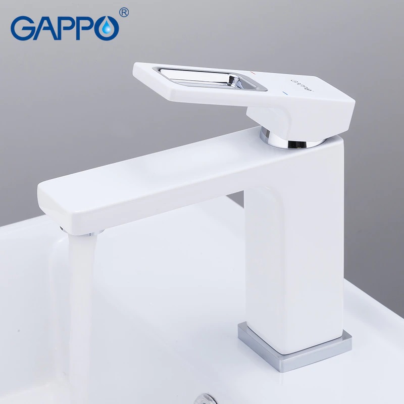 Смеситель д/раковины GAPPO G1017 латунь /белый  (Ø35, на гайке) - Изображение №3