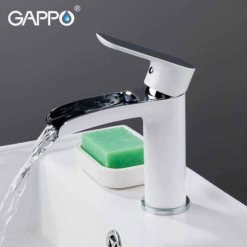 Смеситель д/раковины GAPPO G1048-8 латунь /белый /водопад (Ø25, на гайке) - миниатюра №3