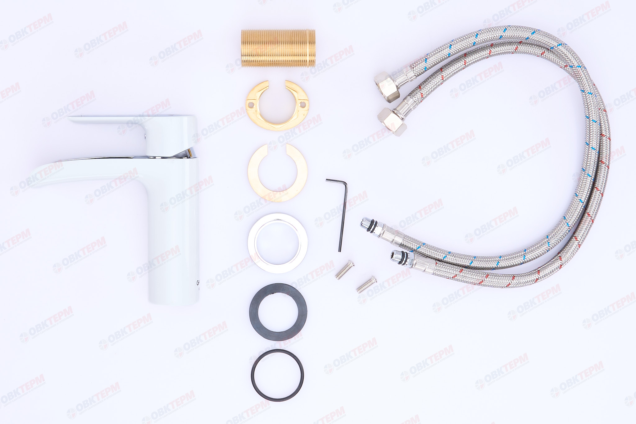 Смеситель д/раковины GAPPO G1048-8 латунь /белый /водопад (Ø25, на гайке) - миниатюра №6