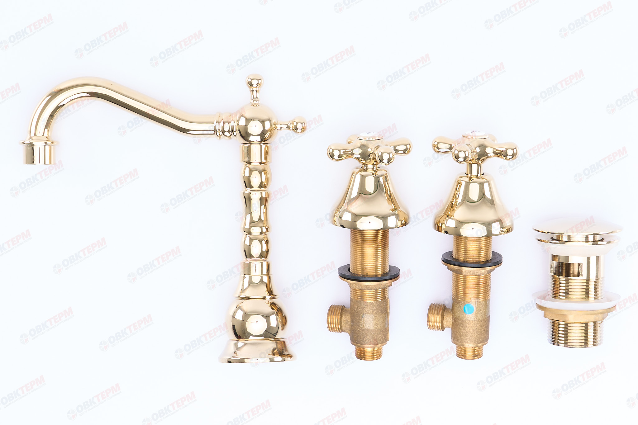 Смеситель д/раковины буксовый GAPPO G1163-6 латунь /золото  (Ø35, на шпильке) - Изображение №4