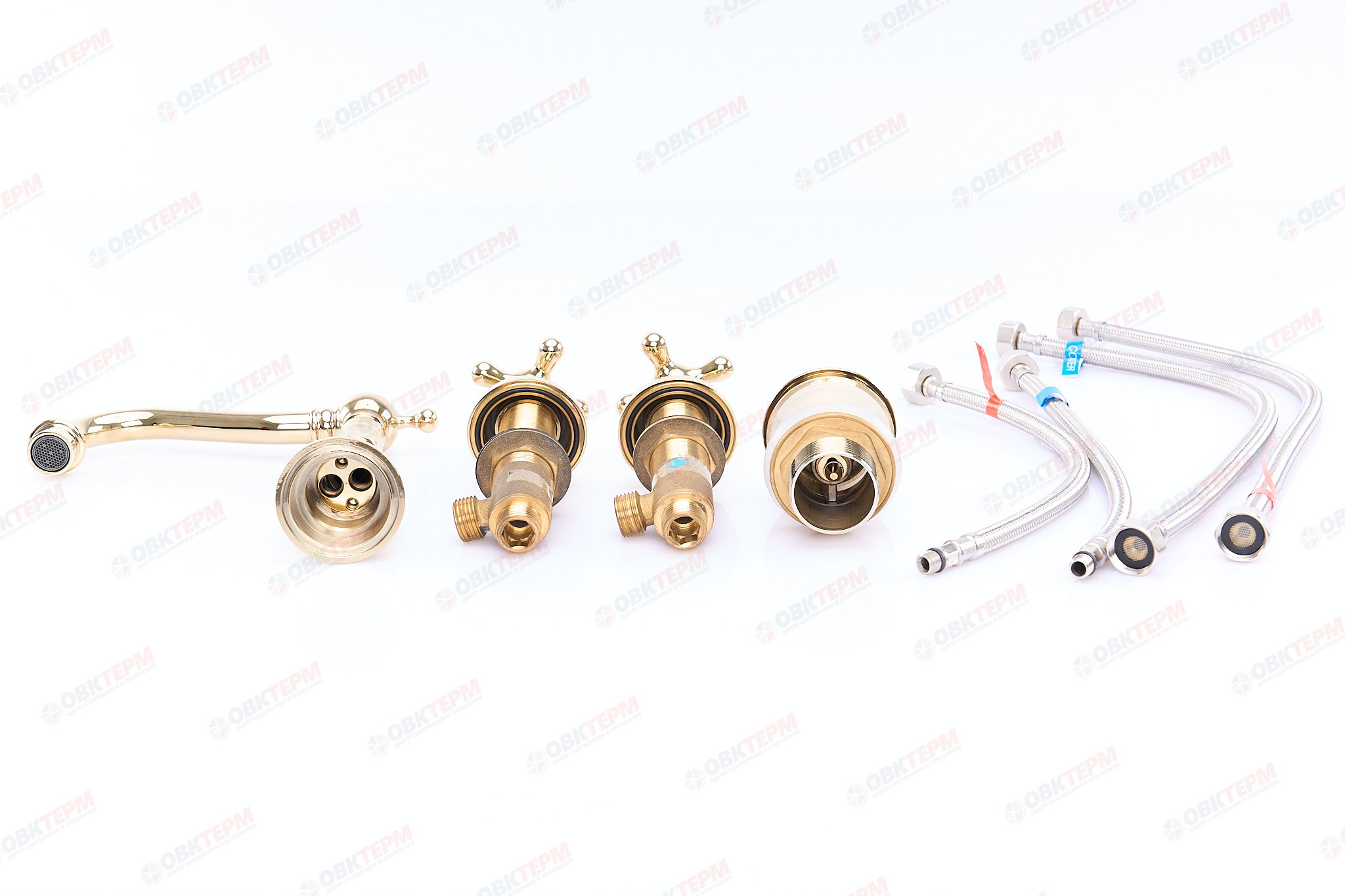 Смеситель д/раковины буксовый GAPPO G1163-6 латунь /золото  (Ø35, на шпильке) - Изображение №5