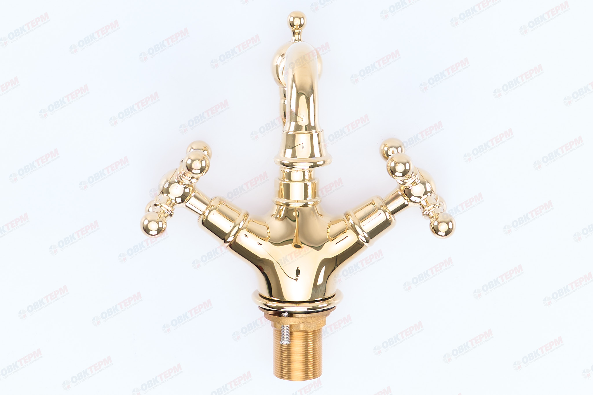 Смеситель д/раковины буксовый GAPPO G1389-6 латунь /золото  (на гайке, керам. кран-буксы) - Изображение №4