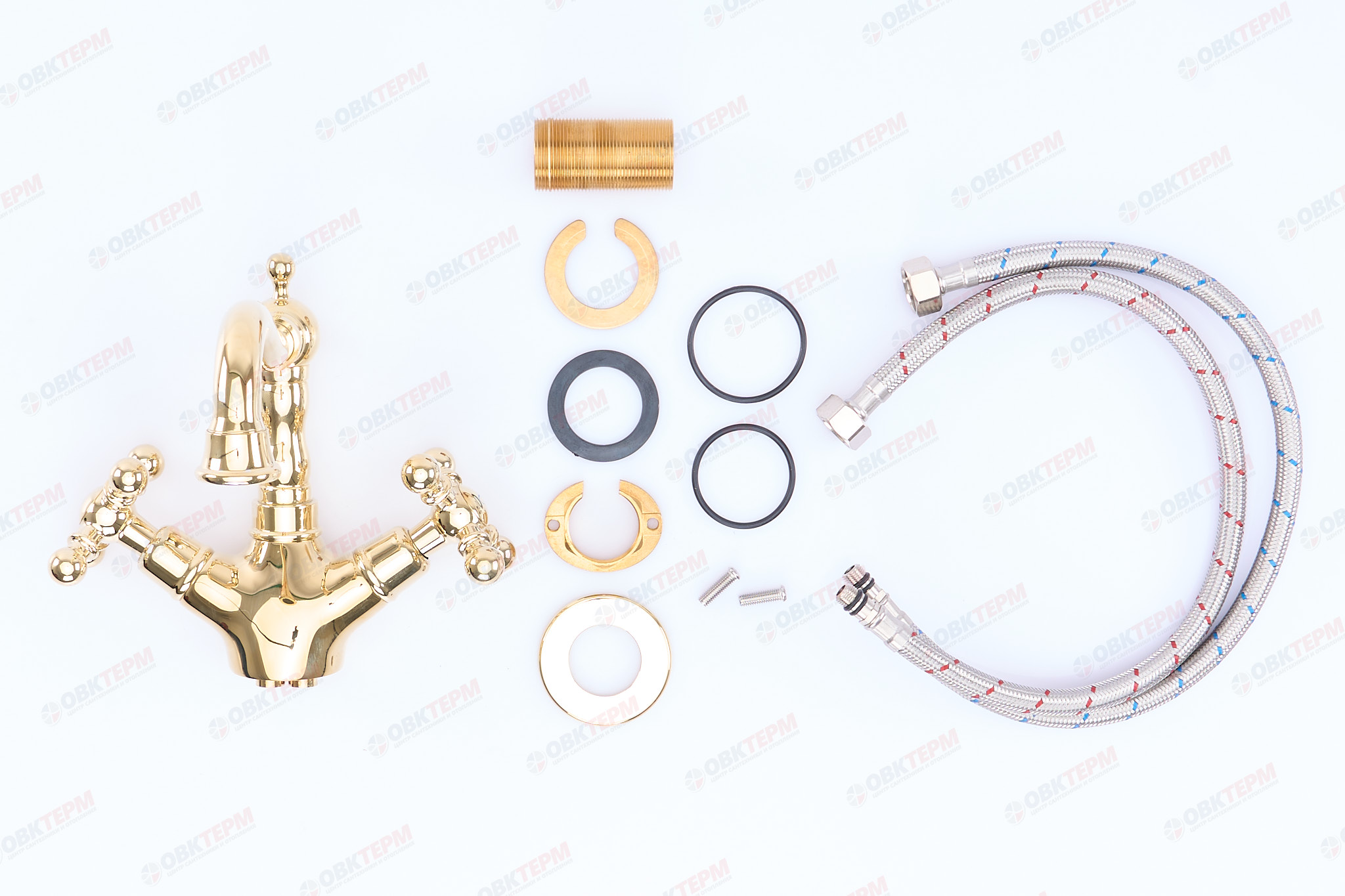 Смеситель д/раковины буксовый GAPPO G1389-6 латунь /золото  (на гайке, керам. кран-буксы) - Изображение №5