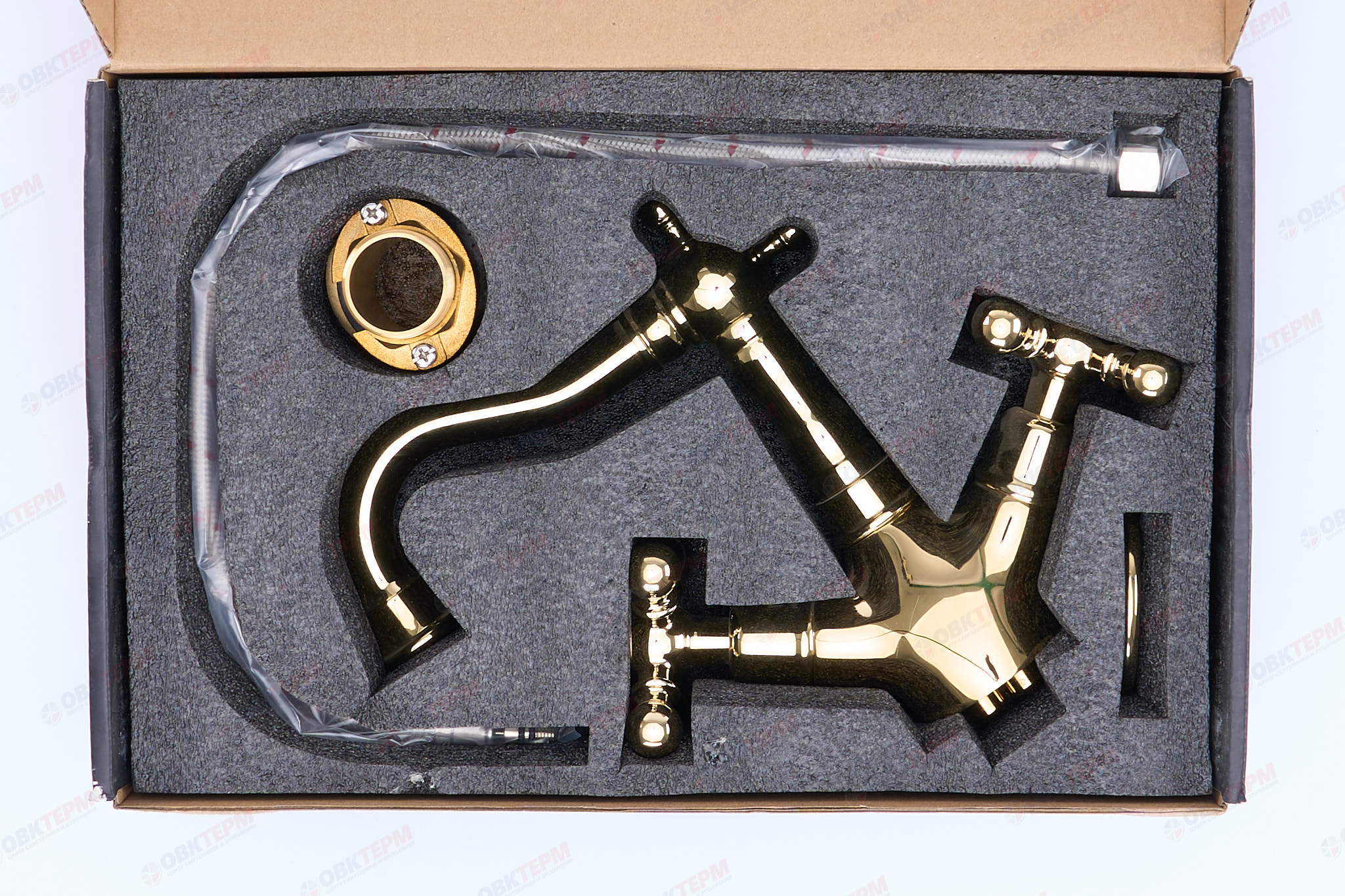 Смеситель д/раковины буксовый GAPPO G1389-6 латунь /золото  (на гайке, керам. кран-буксы) - миниатюра №7