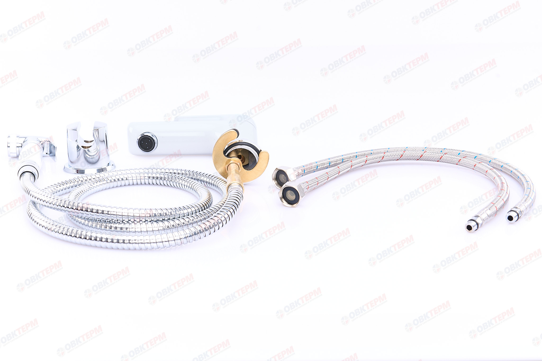 Смеситель д/раковины GAPPO G1048-1 латунь /белый/хром(с гигиенич. лейкой, Ø35, на шпильке) - миниатюра №6