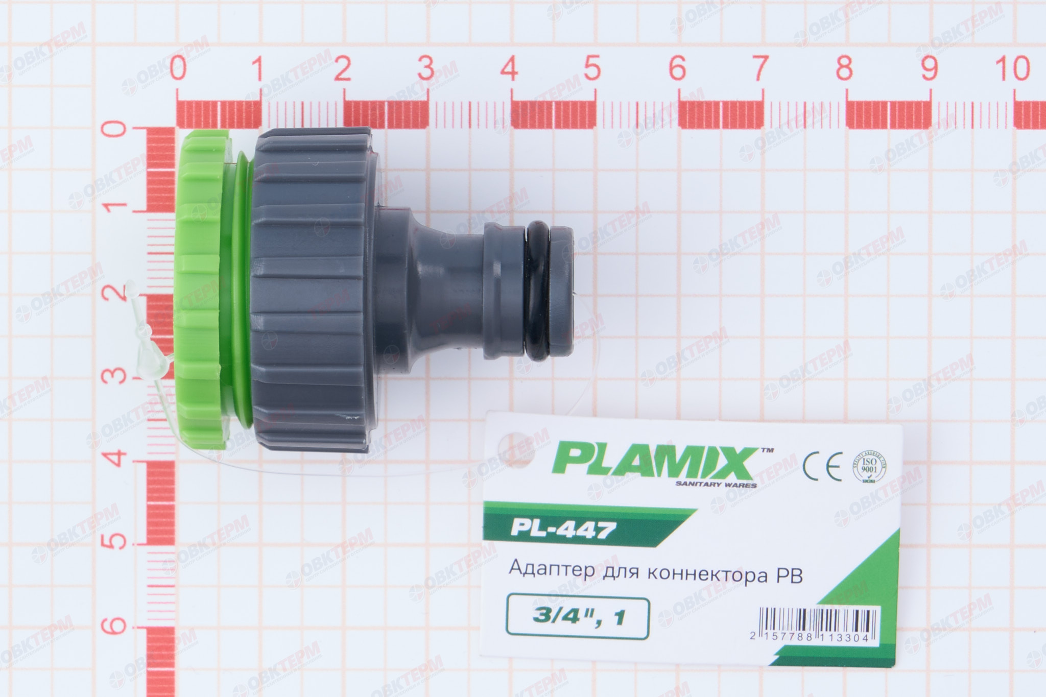 Адаптер для коннектора, 3/4" РВ с переходом на 1" РВ (ABS) (240/60 шт) PLAMIX/CRAB PL-447 - Изображение №5
