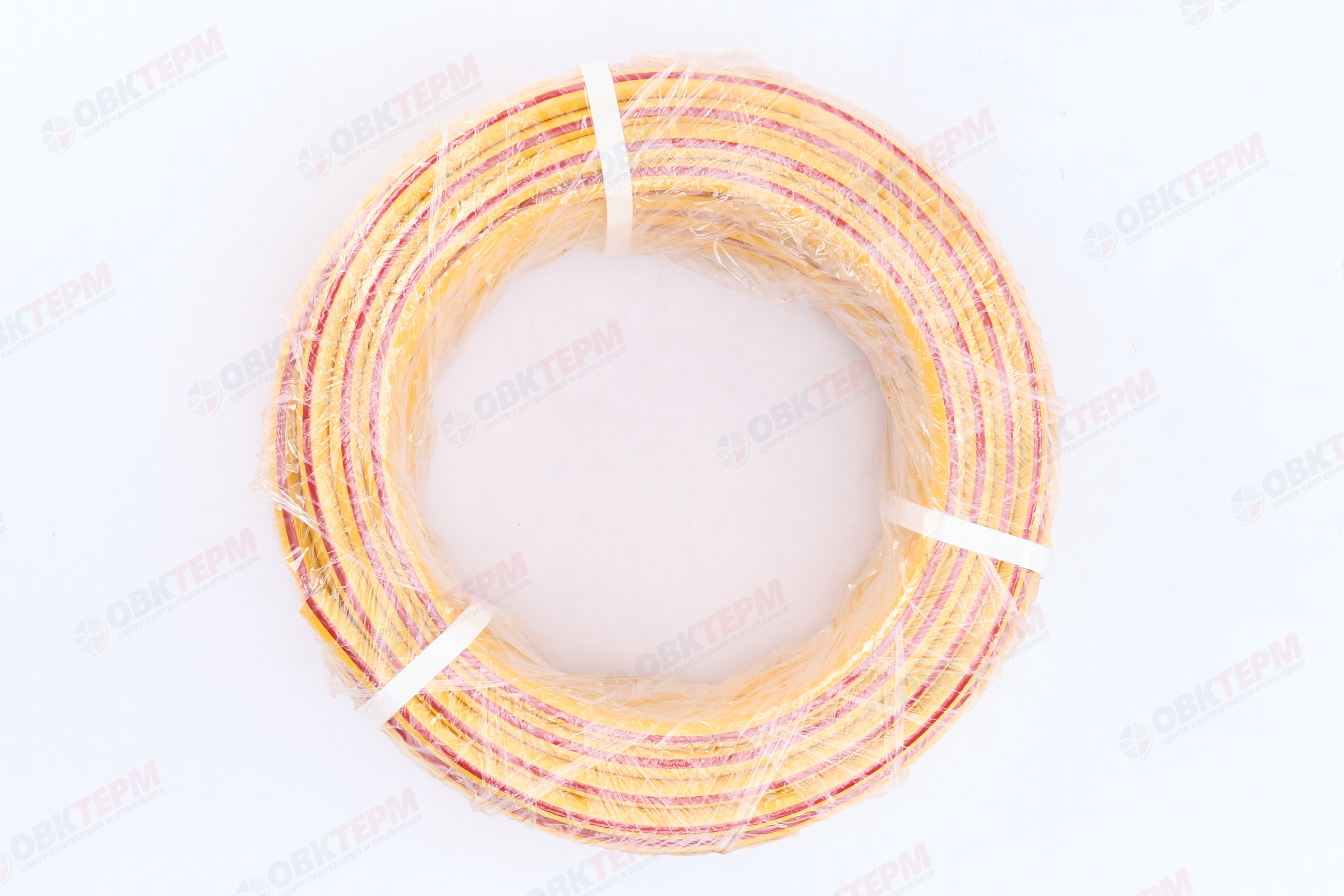 Шланг поливочный ПВХ "CRAB" Радуга 1/2(желтый с красной полосой) армированный 3-х слойный (25 м) - Изображение №4