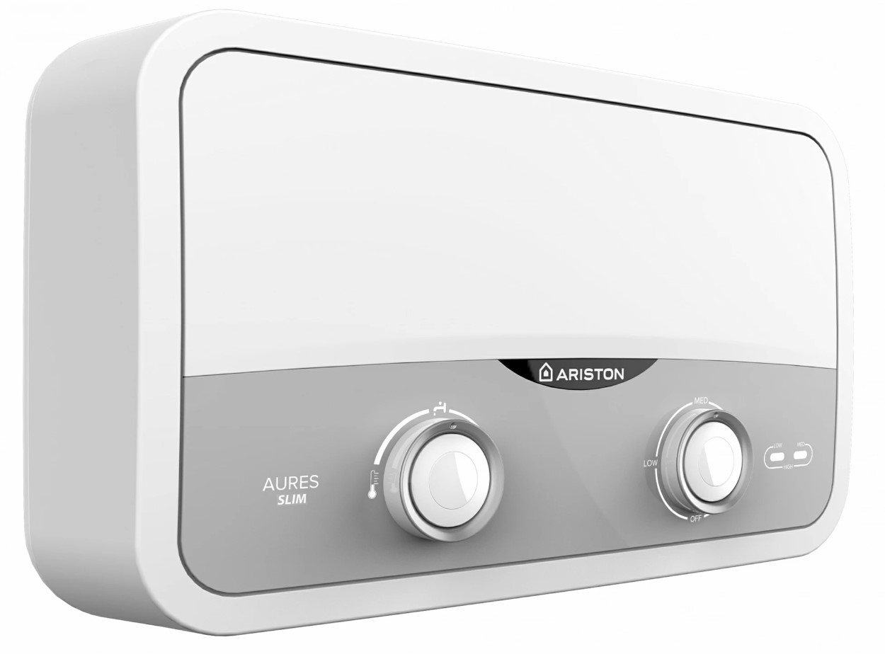 Проточник   Ariston AURES SF 5.5 COM PL   (душ+кран, 5,5 кВт, ш295*в180*г115) - Изображение №4
