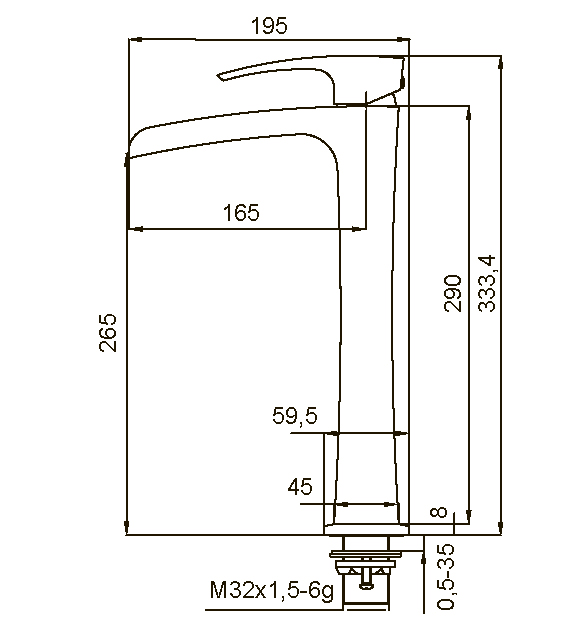 Смеситель д/умывальника KOER KB-15007-01 ВЫСОКИЙ /водопад  (Цвет хром) (8шт/ящ) - Изображение №2