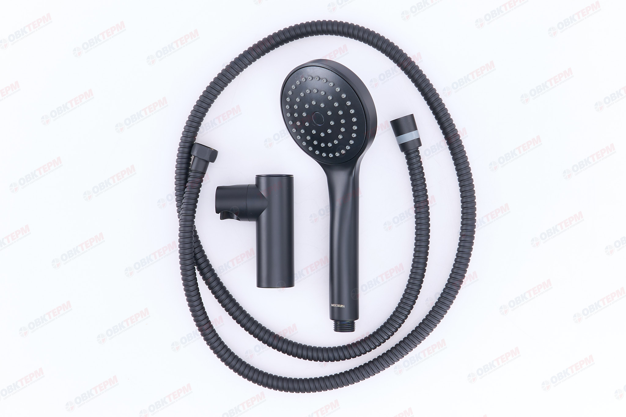 Душевой набор MIXXUS SET-08 BLACK (шланг, лейка, кронштейн) БЛИСТЕР (40 шт/ящ) РАСПРОДАЖА - Изображение №1