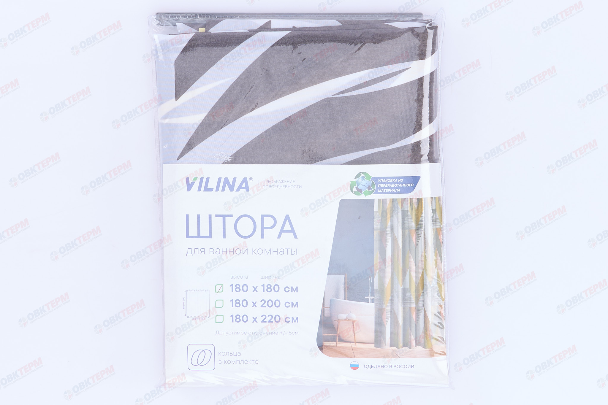 Штора для ванной из полиэстера (Пальмовые листья) VILINA 180x180 (20 шт/ящ) - Изображение №2