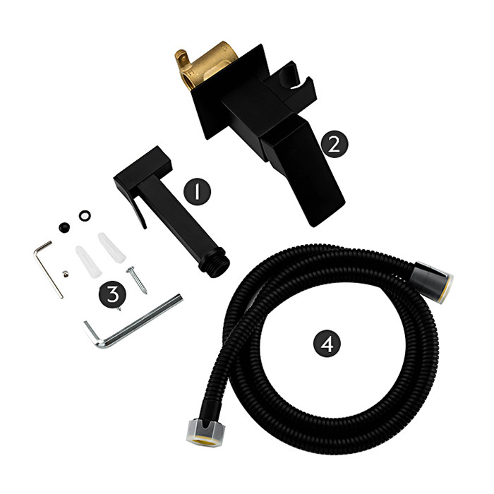 Смеситель с гигиеническим душем FRAP F7506-6 латунь /черный /25мм - миниатюра №2