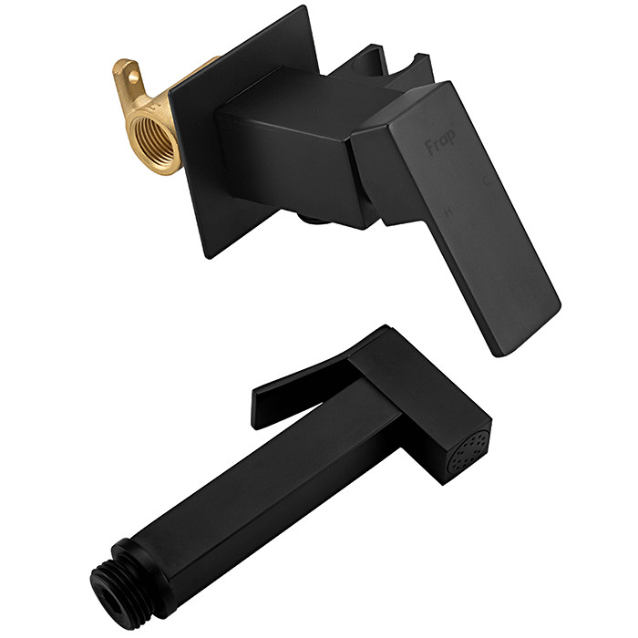 Смеситель с гигиеническим душем FRAP F7506-6 латунь /черный /25мм - миниатюра №4