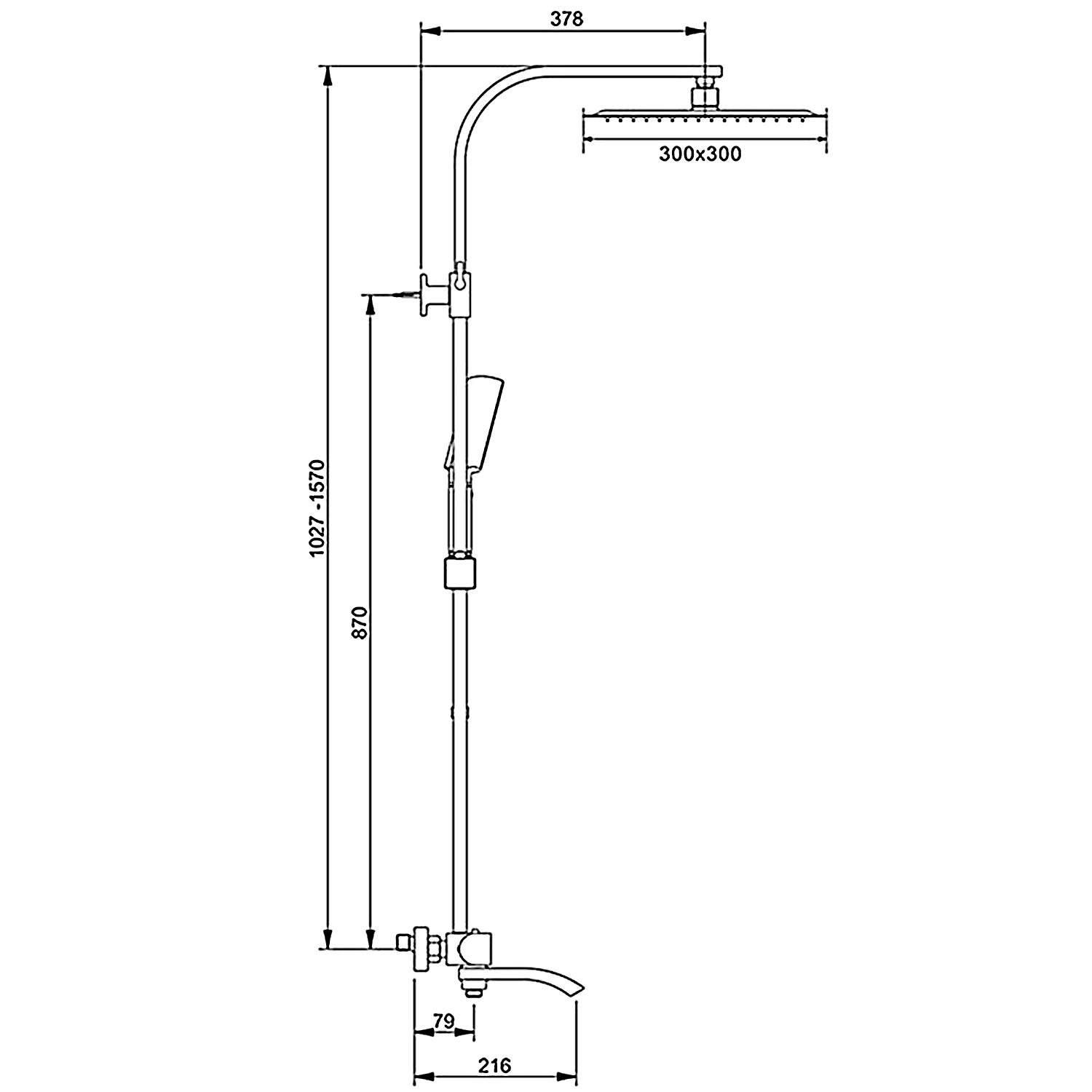 Душ/система GAPPO G2407-60 латунь/черный /термостат /лейка 2 реж /тропич. душ 300х300мм - Изображение №3