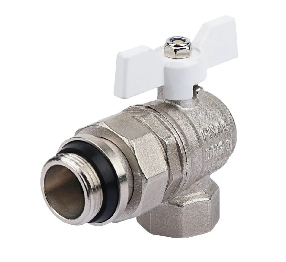 Кран шаровый с американкой    TIM  угловой    1/2"  (белая бабочка) с доп. уплотнением  (11шт/44ящ) - Изображение №1