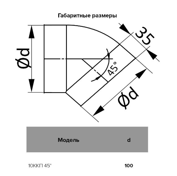 Колено круглое 45°, d100 мм (40шт/ур) Эвент - Изображение №4